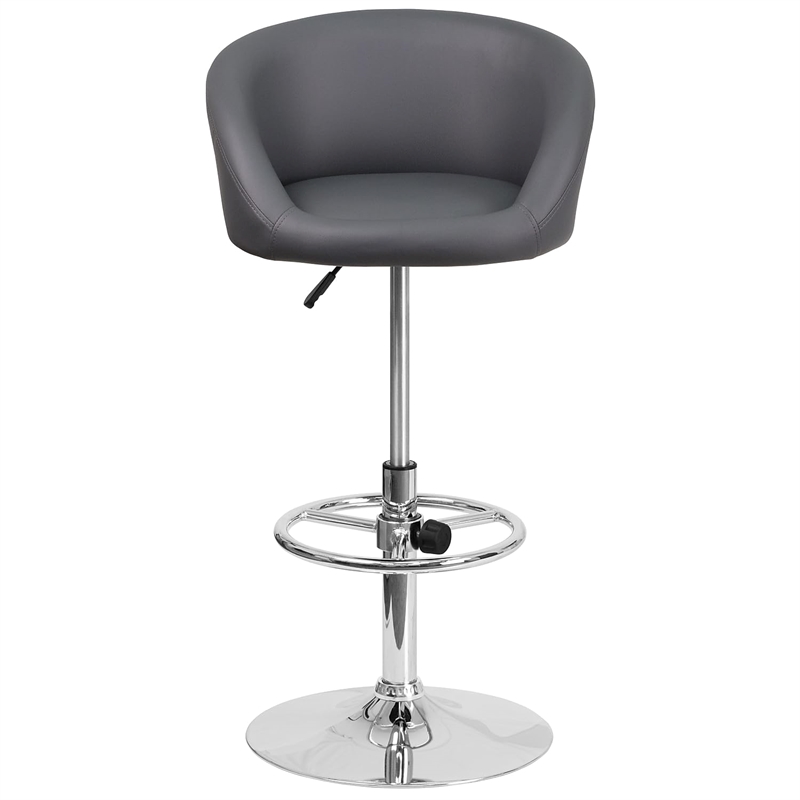 Flash Furniture Faux Leather Adjustable Bar Stool in Gray