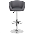 Flash Furniture Faux Leather Adjustable Bar Stool in Gray