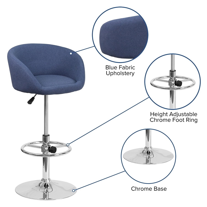 Flash Furniture Fabric Adjustable Bar Stool in Blue