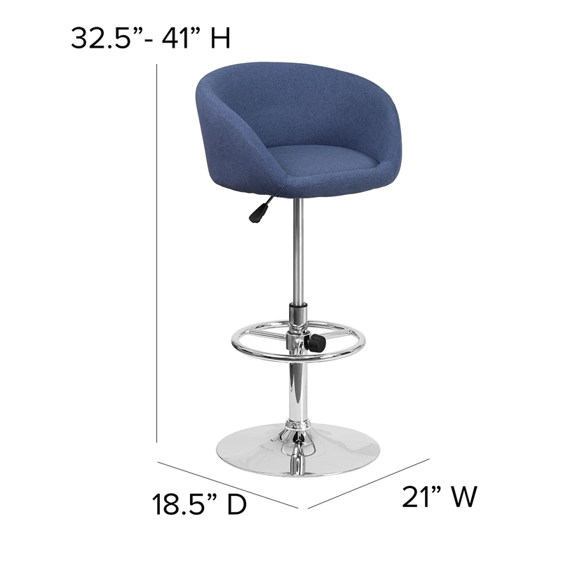 Flash Furniture Fabric Adjustable Bar Stool in Blue