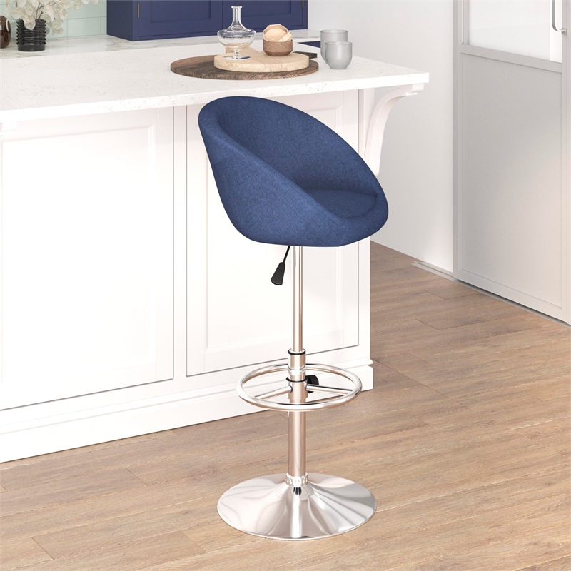 Flash Furniture Fabric Adjustable Bar Stool in Blue