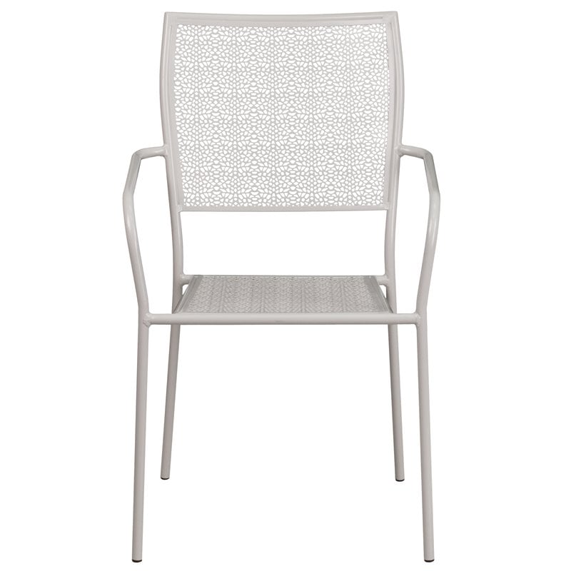 Flash Furniture Stackable Metal Patio Dining Side Chair in Silver Gray