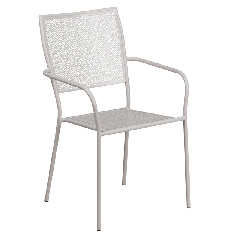 Flash Furniture Stackable Metal Patio Dining Side Chair in Silver Gray