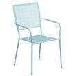 Flash Furniture Stackable Steel Square Back Patio Dining Side Chair in Sky Blue