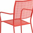 Flash Furniture Stackable Steel Square Back Patio Dining Side Chair in Coral