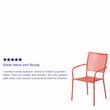 Flash Furniture Stackable Steel Square Back Patio Dining Side Chair in Coral