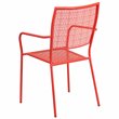 Flash Furniture Stackable Steel Square Back Patio Dining Side Chair in Coral