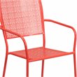 Flash Furniture Stackable Steel Square Back Patio Dining Side Chair in Coral
