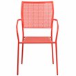 Flash Furniture Stackable Steel Square Back Patio Dining Side Chair in Coral