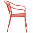 Flash Furniture Stackable Steel Round Back Patio Dining Side Chair in Coral Red