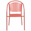 Flash Furniture Stackable Steel Round Back Patio Dining Side Chair in Coral Red