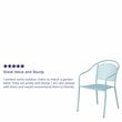 Flash Furniture Stackable Steel Round Back Patio Dining Side Chair in Sky Blue