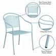 Flash Furniture Stackable Steel Round Back Patio Dining Side Chair in Sky Blue