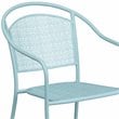 Flash Furniture Stackable Steel Round Back Patio Dining Side Chair in Sky Blue