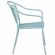 Flash Furniture Stackable Steel Round Back Patio Dining Side Chair in Sky Blue
