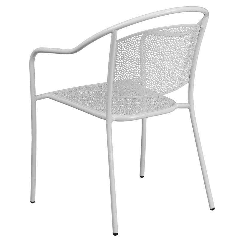 Flash Furniture Stackable Steel Round Back Patio Dining Side Chair in White
