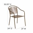 Flash Furniture Stackable Steel Round Back Patio Dining Side Chair in Gold