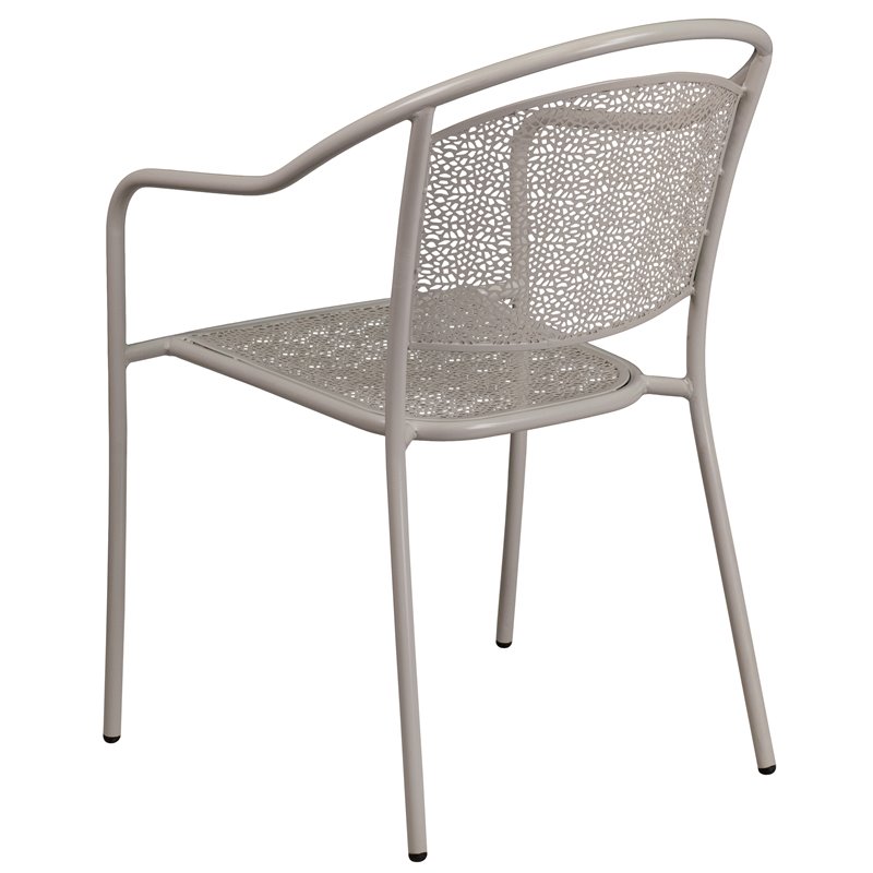 Flash Furniture Stackable Steel Round Back Patio Dining Side Chair in Silver