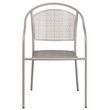 Flash Furniture Stackable Steel Round Back Patio Dining Side Chair in Silver