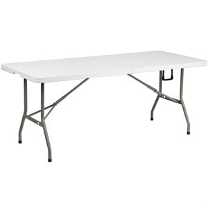 Flash Furniture 30&quot x 72&quot Plastic Bi-Fold Table in Granite White