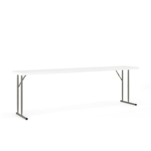 Flash Furniture 18&quot x 96&quot Plastic Folding Table in Granite White