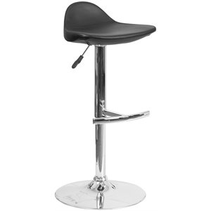 Faux Leather Adjustable Bar Stool in Black