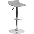 Flash Furniture Faux Leather Adjustable Quilted Wave Seat Bar Stool in Gray