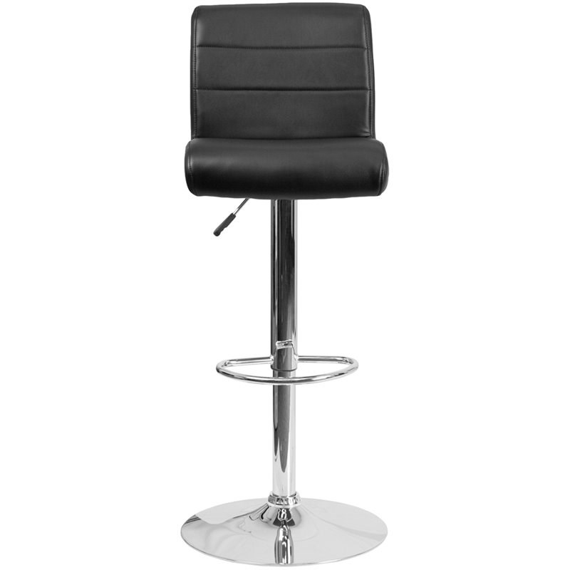 Flash Furniture Faux Leather Adjustable Bar Stool in Black