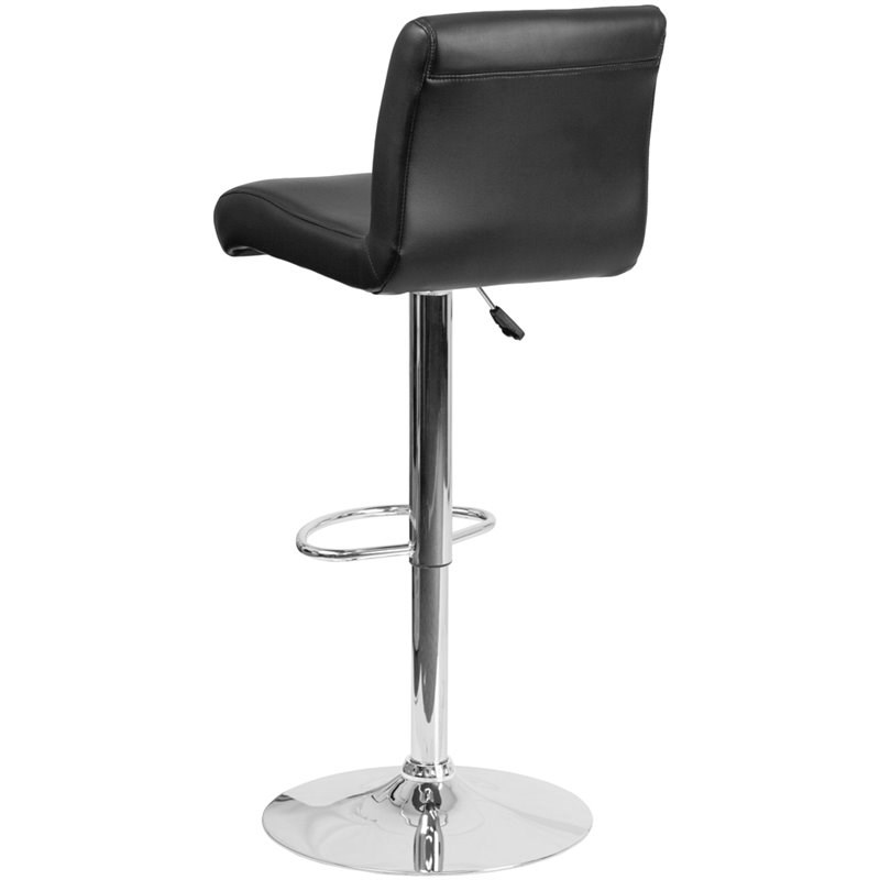 Flash Furniture Faux Leather Adjustable Bar Stool in Black