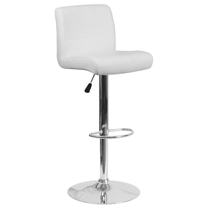 Flash Furniture Faux Leather Adjustable Bar Stool in White