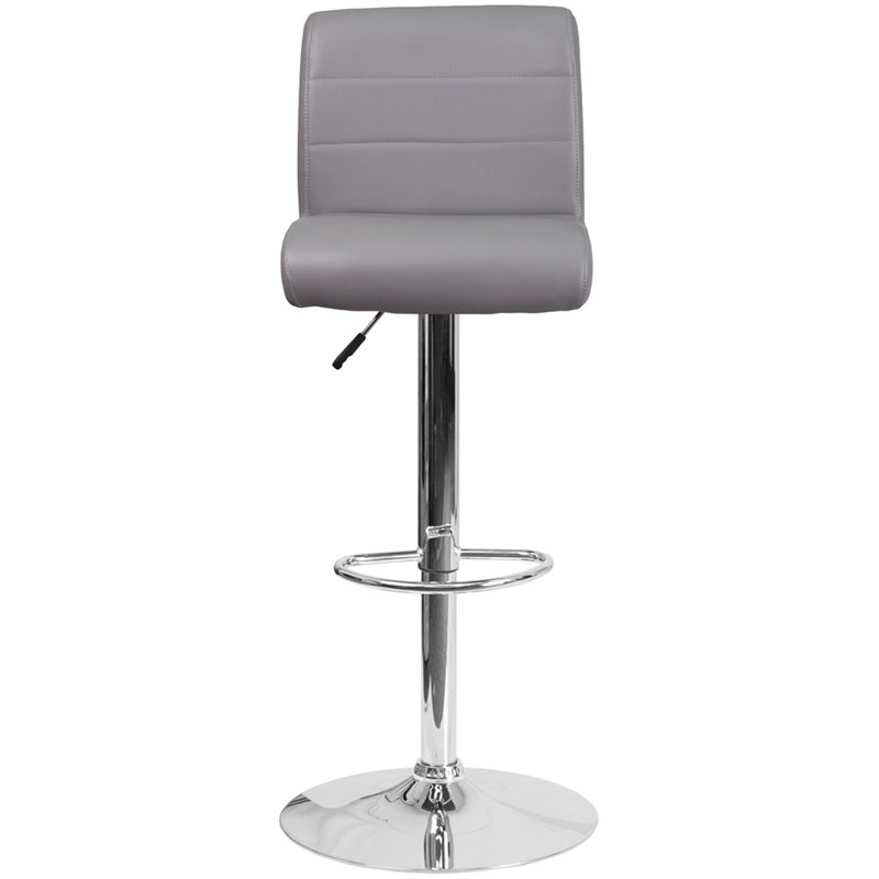 Flash Furniture Faux Leather Adjustable Bar Stool in Gray