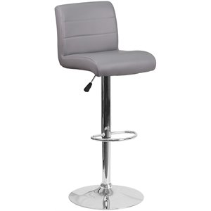 Flash Furniture Faux Leather Adjustable Bar Stool in Gray