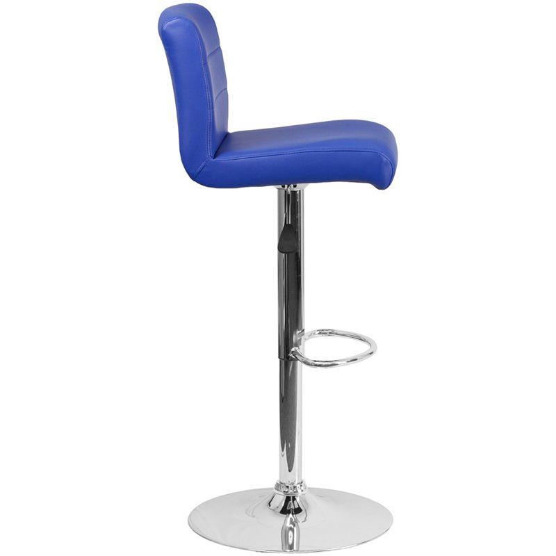 Flash Furniture Faux Leather Adjustable Bar Stool in Blue