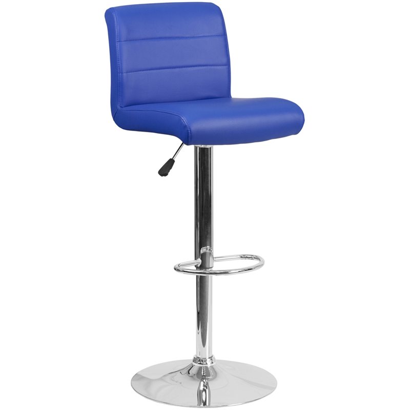 Flash Furniture Faux Leather Adjustable Bar Stool in Blue