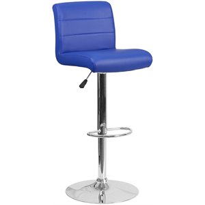 Flash Furniture Faux Leather Adjustable Bar Stool in Blue