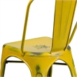 Flash Furniture Metal Curved Slat Back Dining Side Chair in Distressed Yellow