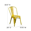 Flash Furniture Metal Curved Slat Back Dining Side Chair in Distressed Yellow