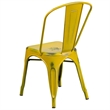 Flash Furniture Metal Curved Slat Back Dining Side Chair in Distressed Yellow