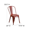 Flash Furniture Metal Curved Slat Back Dining Side Chair in Distressed Kelly Red