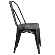 Flash Furniture Metal Curved Slat Back Dining Side Chair in Distressed Black