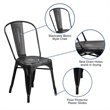 Flash Furniture Metal Curved Slat Back Dining Side Chair in Distressed Black