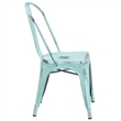 Flash Furniture Metal Curved Slat Back Dining Side Chair in Green Blue
