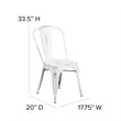 Flash Furniture Metal Curved Slat Back Dining Side Chair in Distressed White