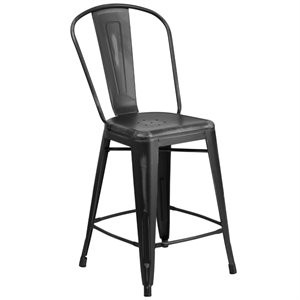 flash furniture curved metal vertical slat bar stool in distressed black