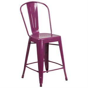 flash furniture curved metal vertical slat bar stool in purple