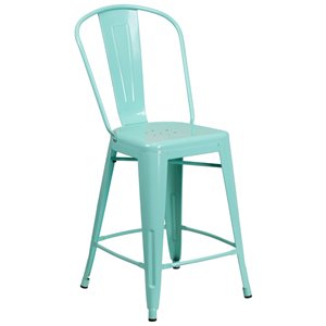 flash furniture curved metal vertical slat bar stool in mint green