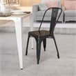 Flash Furniture Metal Curved Slat Back Dining Side Chair in Distressed Copper