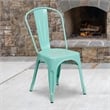Flash Furniture Metal Curved Slat Back Dining Side Chair in Mint Green