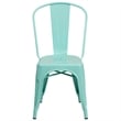 Flash Furniture Metal Curved Slat Back Dining Side Chair in Mint Green