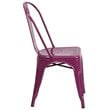 Flash Furniture Metal Curved Slat Back Dining Side Chair in Purple